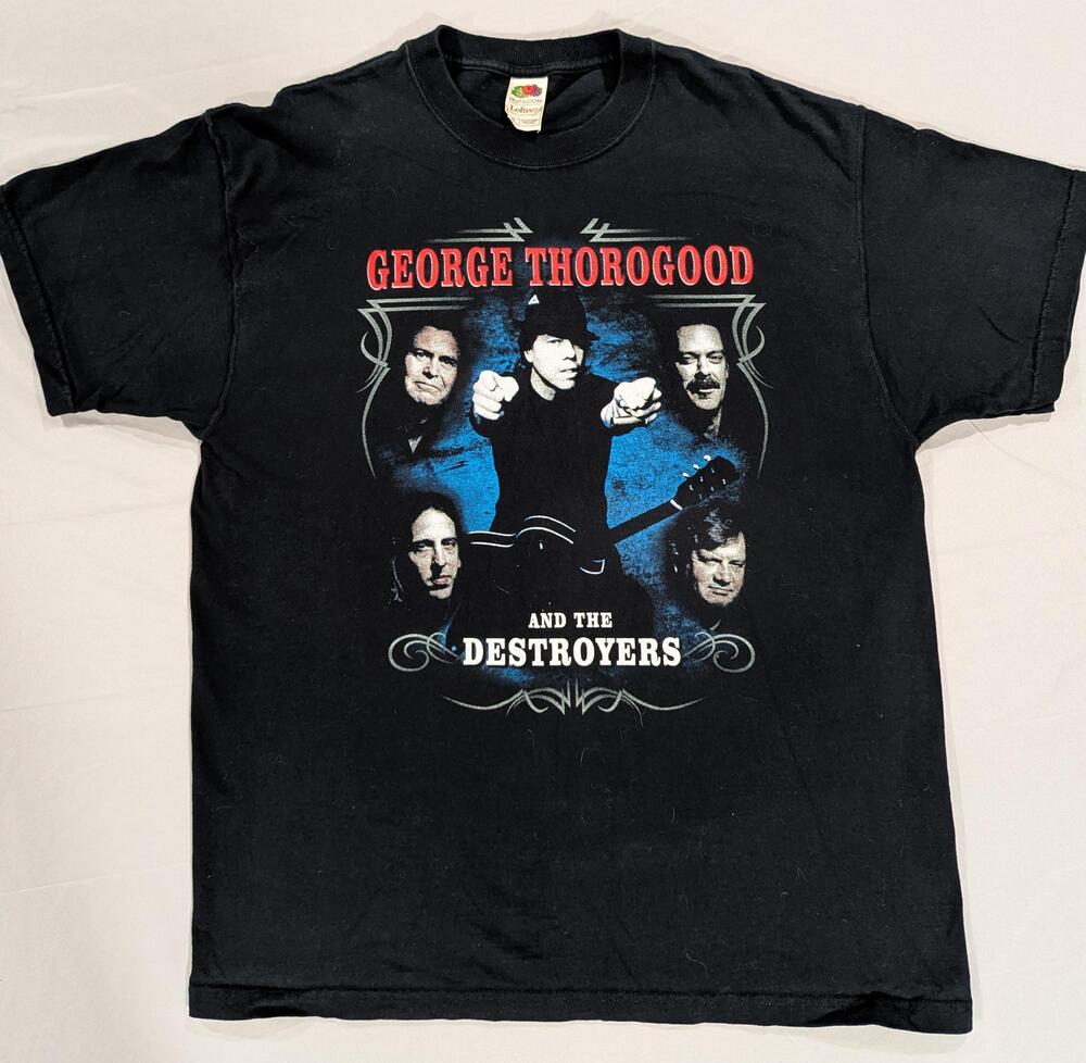 Vintage George Thorogood Shirt Mens XL Black Tour 2K2 Rock Band Graphic Tee